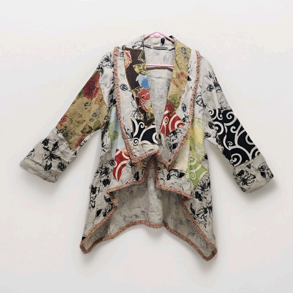 Womens Crunch sz S Patchwork Cardigan Kimono Esoteric Weekend wardrobe Arty Poet